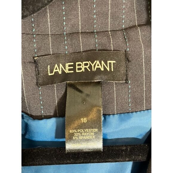 Lane Bryant Jacket Women 16 Blue Striped Office Retro Neutral Minimalist Career - Picture 2 of 12
